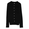 Baserange Button-front Ribbed Cardigan In Black