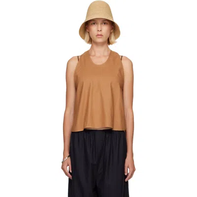 Baserange Tan Apron Top In Bath Brown