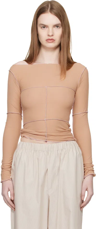 Baserange Tan Cinder Long Sleeve T-shirt In Brown