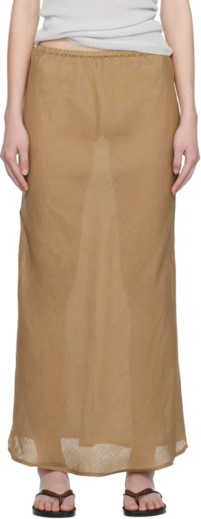 Baserange Tan Fine Linen Dydine Maxi Skirt In Brown