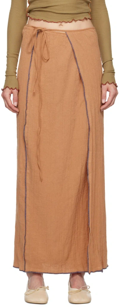 Baserange Tan Shok Maxi Skirt In 褐色