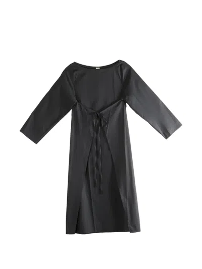 Baserange Tie Long-sleeve Midi Dress In Black