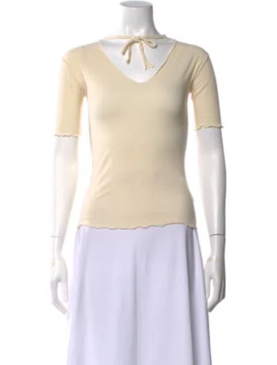 Pre-owned Baserange Tie Neck Short Sleeve Top In Neutrals