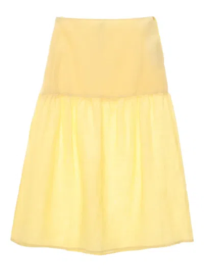 Baserange Tiered Flax Skirt In Yellow