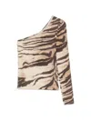 Baserange Tiger-print One-shoulder Blouse In Multi