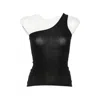 Baserange One-shoulder Ribbed Top In Black