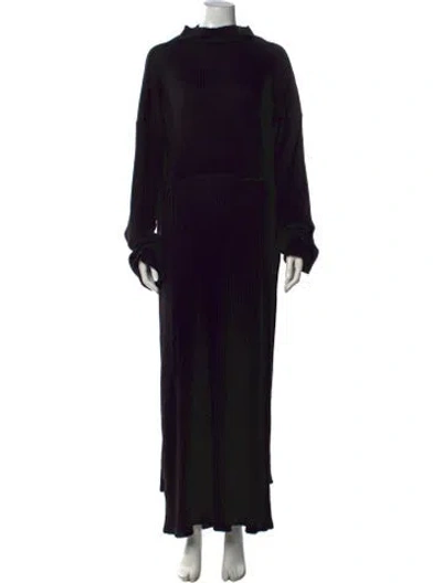 Pre-owned Baserange Turtleneck Long Dress In Black