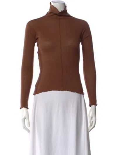 Pre-owned Baserange Turtleneck Long Sleeve Top In Brown