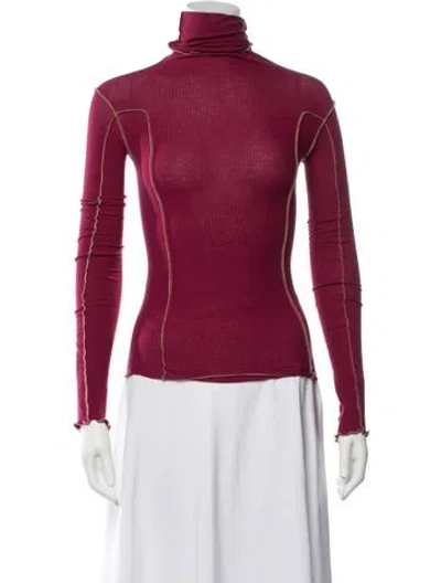 Pre-owned Baserange Turtleneck Long Sleeve Top In Burgundy