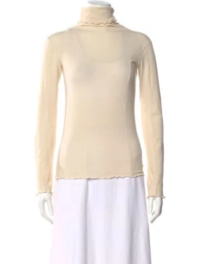 Pre-owned Baserange Turtleneck Long Sleeve Top In Yellow