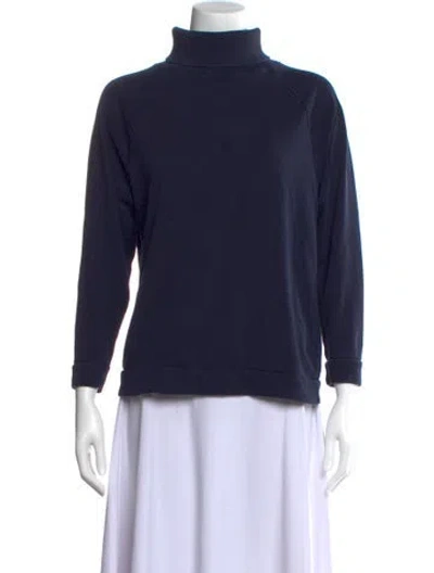Pre-owned Baserange Turtleneck Three-quarter Sleeve Sweatshirt In Blue