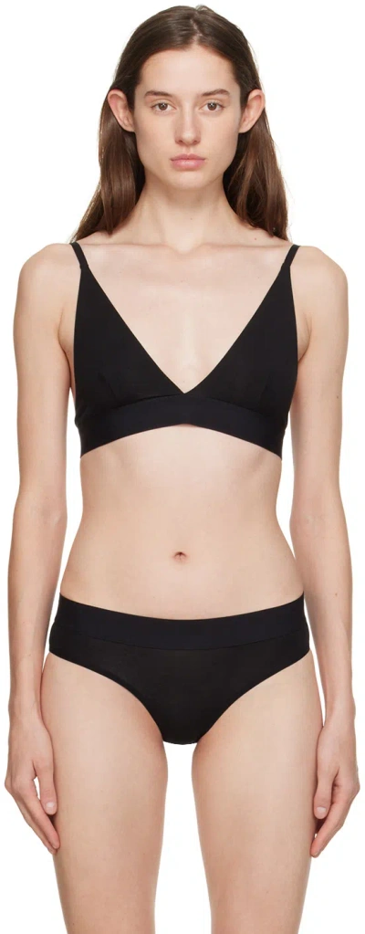Baserange Two-pack Black & Beige Triangle Bras In Black/haptic