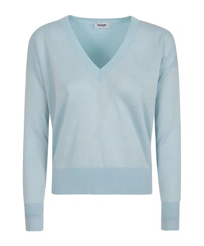 Baserange V-neck Long-sleeved Sweater In Blue