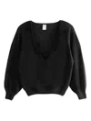 Baserange Deep V-neck Sweater In Black