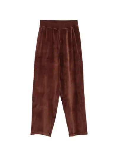 Baserange Velvet Elasticated-waistband Trousers In Brown