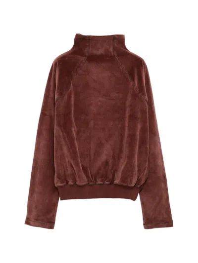 Baserange Velvet High-neck Sweatshirt In Burgundy