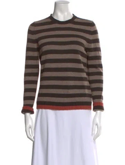 Pre-owned Baserange Virgin Wool Striped Sweater In Brown