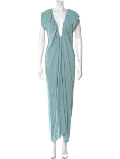 Pre-owned Baserange V-neck Long Dress In Blue