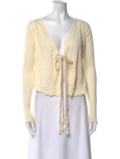 Pre-owned Baserange V-neck Long Sleeve Blouse In Neutral