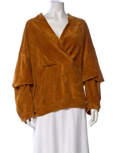 Pre-owned Baserange V-neck Long Sleeve Top W/ Tags In Brown