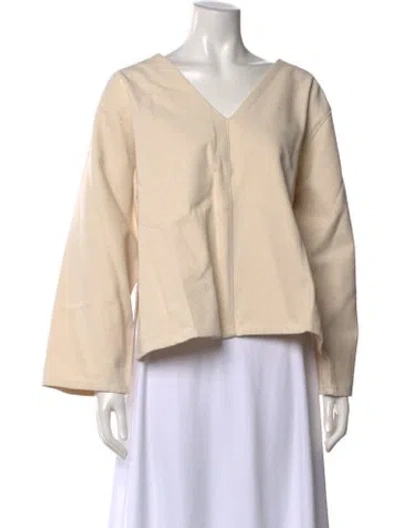 Pre-owned Baserange V-neck Long Sleeve Top W/ Tags In Neutral
