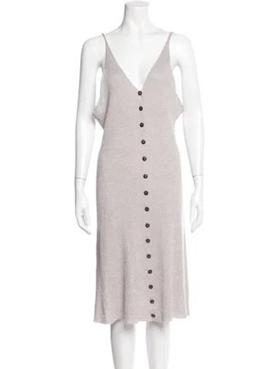 Pre-owned Baserange V-neck Midi Length Dress In Gray
