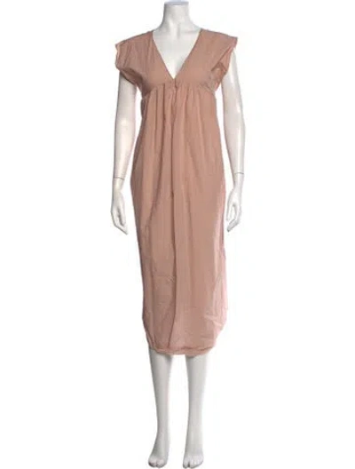 Pre-owned Baserange V-neck Midi Length Dress In Neutral