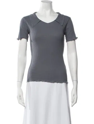 Pre-owned Baserange V-neck Short Sleeve Top In Grey