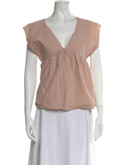 Pre-owned Baserange V-neck Short Sleeve Top In Pink
