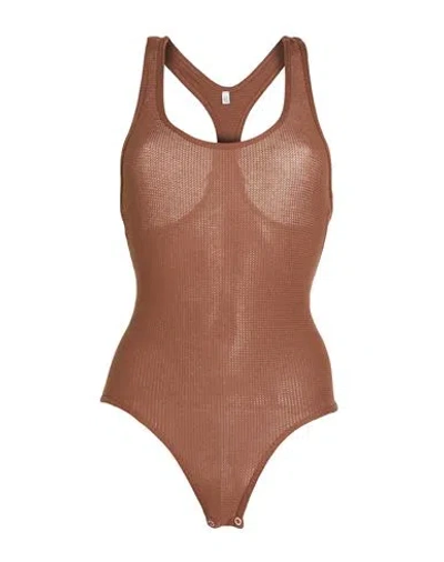 Baserange Woman Bodysuit Brown Size L Organic Cotton, Elastane