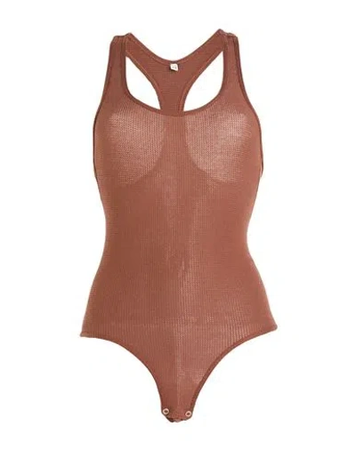Baserange Woman Bodysuit Brown Size L Organic Cotton, Elastane
