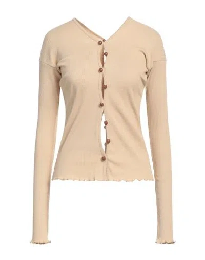 Baserange Woman Cardigan Beige Size Xs Recycled Cotton, Cotton