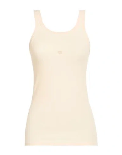 Baserange Woman Tank Top Cream Size Xl Organic Cotton, Elastane In Neutral