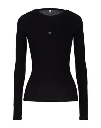 Baserange Woman T-shirt Black Size Xl Organic Cotton, Elastane
