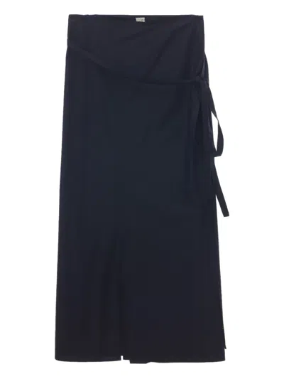 Baserange Wrap-tie Silk Skirt In Black