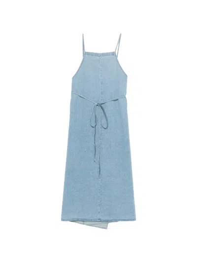 Baserange Yumi Apron Midi Dress In Blue