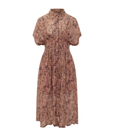 Bash Adena Printed Midi Dress In Brown