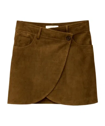 Bash Asymmetric Cut Skirt In Brown