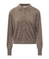 Bash Boston Collared Cardigan In Gray