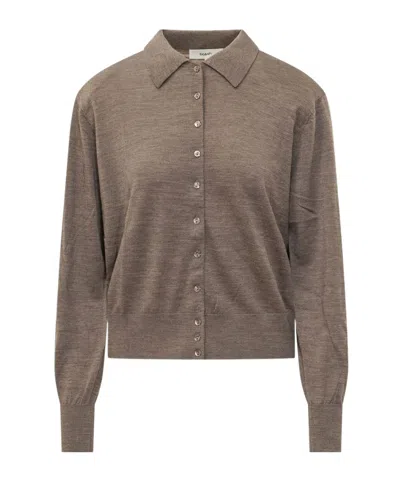Bash Boston Collared Cardigan In Gray