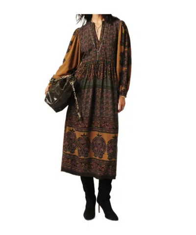 Bash Bubble Long-sleeved Dress In Brown