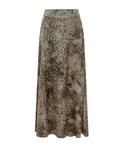 Bash Ciria Printed Maxi Skirt In Green