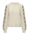 Bash Elda Patterned Sleeve Knitted Sweater In Nude