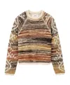 Bash Intarsia Crew Neck Sweater In Brown