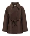 Bash Kam Belted Short Coat In Brown