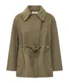 Bash Kam Belted Short Coat In Olive Brown