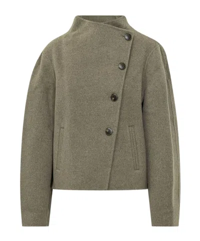 Bash Kemelia Asymmetric Button Coat In Green
