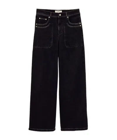Bash Logo Wide-leg Jeans In Black