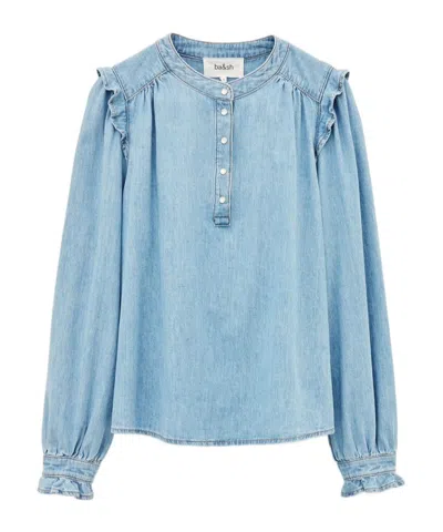 Bash Long-sleeved Denim Blouse In Blue