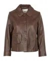 Bash Long-sleeved Leather Jacket In Brown